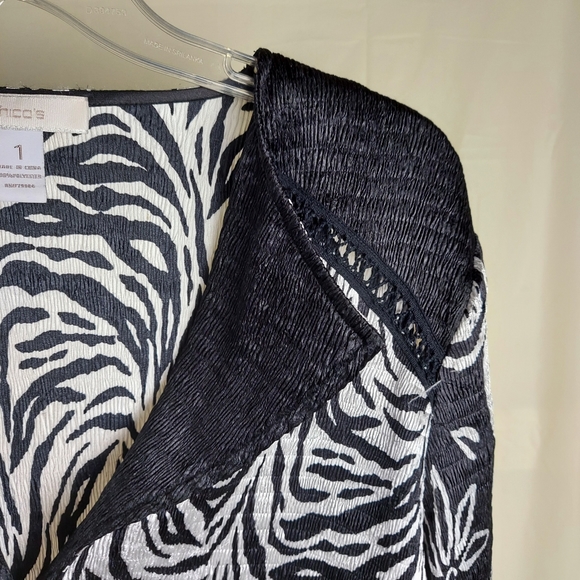 Chico's Size 1 Open Front Jacket Mixed Media Pattern - Picture 4 of 12